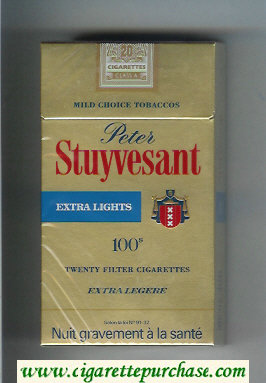 Peter Stuyvesant Extra Lights 100s gold cigarettes hard box