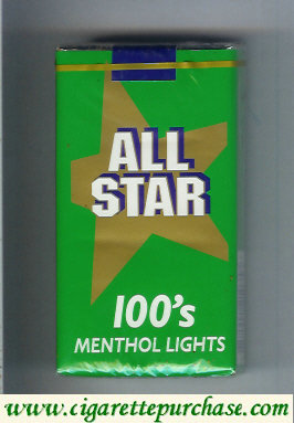 All Star 100s Menthol Lights cigarettes