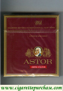 Astor Ohne Filter cigarettes Waldorf Astoria International New York