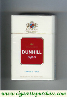 Dunhill Lights Charcoal Filter 100s white and red cigarettes hard box