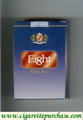 Eight blue and red cigarettes hard box