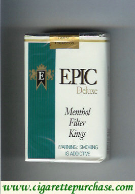 Epic Deluxe Menthol Filter Kings white cigarettes soft box