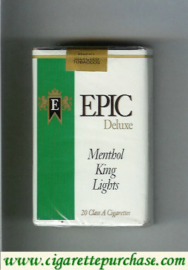 Epic Deluxe Menthol King Lights white cigarettes soft box
