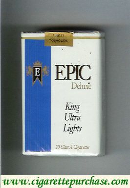 Epic Deluxe King Ultra Lights white cigarettes soft box