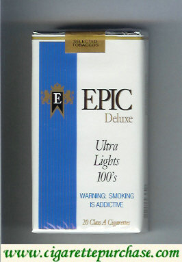Epic Deluxe Ultra Lights 100s white cigarettes soft box