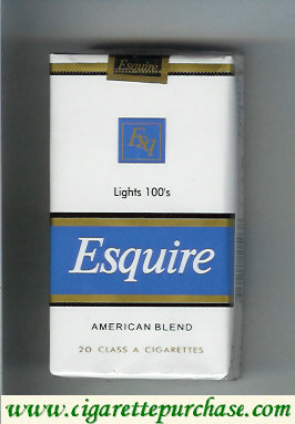 Esquire Lights 100s cigarettes American Blend white and blue soft box