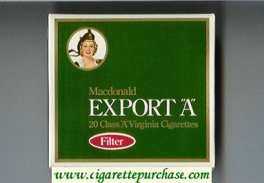 Export 'A' Macdonald Filter green cigarettes wide flat hard box