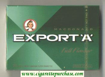 Export 'A' Macdonald Full Flavor 25s cigarettes wide flat hard box