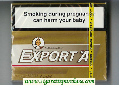 Export 'A' Macdonald 25s Light gold cigarettes wide flat hard box