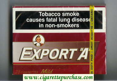 Export 'A' Macdonald 25s cigarettes Mild wide flat hard box