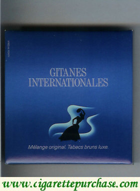 Gitanes Internationales blue cigarettes wide flat hard box
