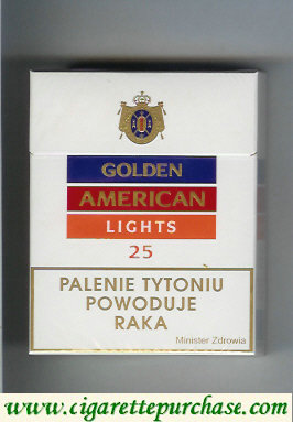 Golden American Lights 25s cigarettes hard box