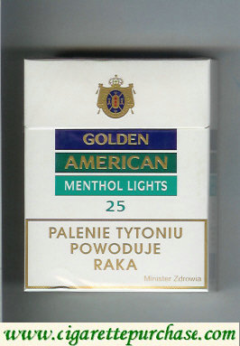 Golden American Menthol Lights 25s cigarettes hard box