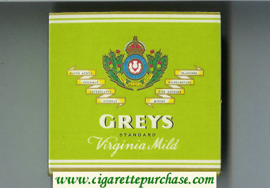 Greys Standard Virginia Mild Cigarettes wide flat hard box
