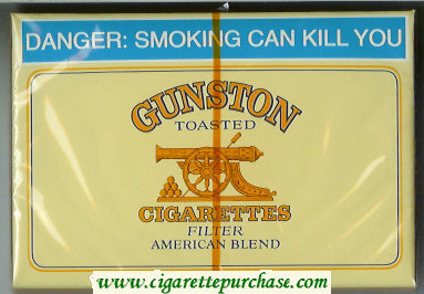 Gunston Toasted Cigarettes Filter American Blend yellow wide flat hard box