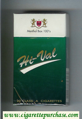 Hi-Val Menthol Box 100s cigarettes hard box