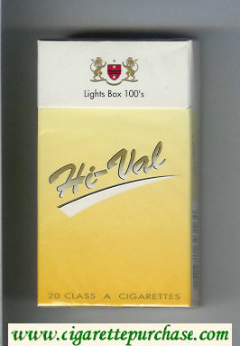 Hi-Val Lights Box 100s cigarettes hard box