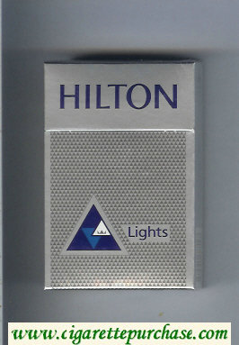 Hilton Lights silver with triangle cigarettes hard box