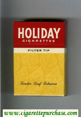 Holiday cigarettes Filter Tip Tender Leaf Tobaccos yellow and red hard box