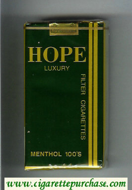 Hope Luxury Menthol 100s Filter cigarettes soft box