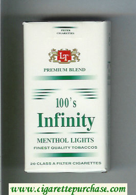 Infinity Menthol Lights Premium Blend 100s cigarettes soft box