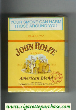 John Rolfe Kings American Blend 30s cigarettes hard box