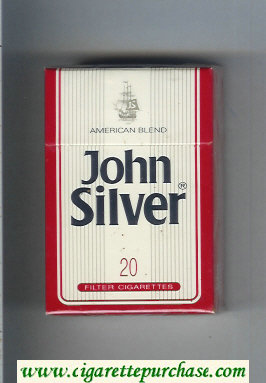 John Silver American Blend white and red cigarettes hard box