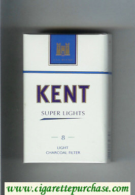 Kent USA Blend Super Lights 8 Light Charcoal Filter cigarettes hard box