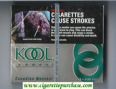 Kool Frost Canadian Menthol 25s cigarettes wide flat hard box