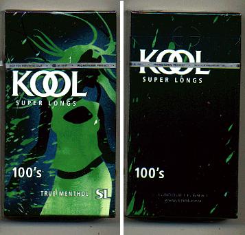Kool Super Longs 100s True Menthol cigarettes hard box