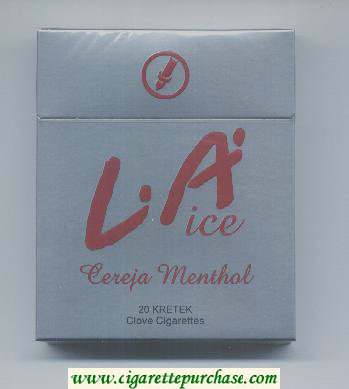 LA Ice Cereja Menthol Cigarettes wide flat hard box