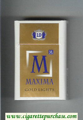 M Maxima Gold Lights cigarettes hard box