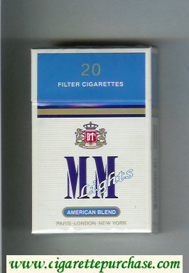 MM American Blend Lights white and blue cigarettes hard box