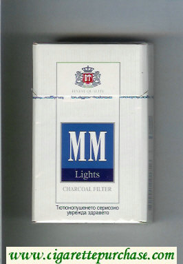 MM Lights Charcoal Filter white and blue cigarettes hard box