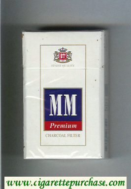 MM Premium Charkoal Filter white and blue and red cigarettes hard box