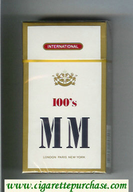 MM International 100s white and gold cigarettes hard box