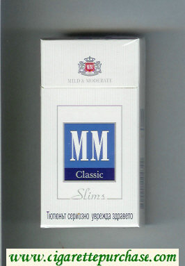 MM Slims Classic white and blue cigarettes hard box