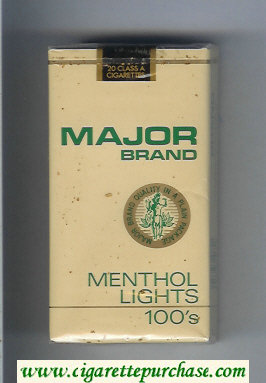 Major Brand Menthol Lights 100s cigarettes soft box