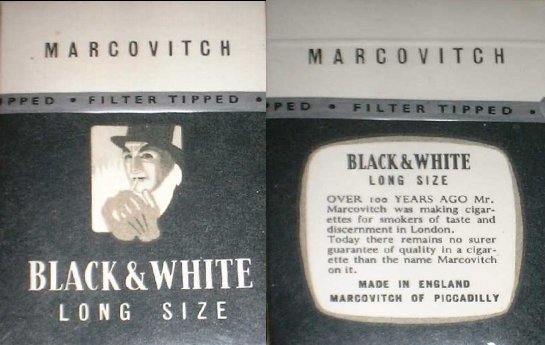 Marcovitch Black and White Filter Long Size 100s cigarettes hard box