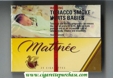 Matinee 25 Short cigarettes wide flat hard box