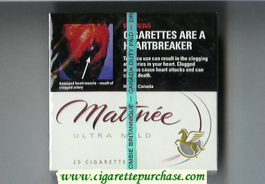 Matinee Ultra Mild cigarettes wide flat hard box