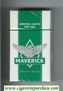 Maverick Menthol Lights Box 100s white and green and grey cigarettes hard box