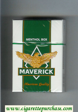 Maverick Menthol white and green and yellow cigarettes hard box
