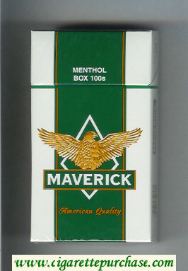 Maverick Menthol Box 100s white and green and yellow cigarettes hard box