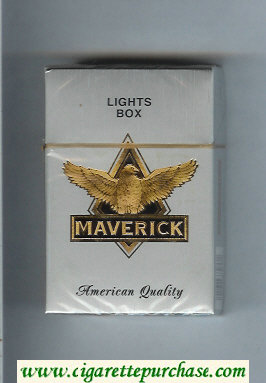 Maverick Lights grey and gold and black cigarettes hard box