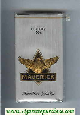 Maverick Lights 100s grey and gold and black cigarettes soft box