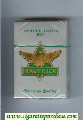 Maverick Menthol Lights grey and gold and green cigarettes hard box
