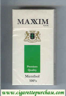 Maxim USA Premium Quality Menthol 100s cigarettes hard box