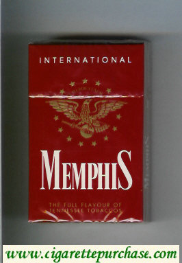 Memphis International The Full Flavour of Tennessee Tobaccos cigarettes hard box