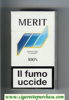 Merit 100s white and blue cigarettes hard box